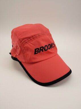 Brooks Running Hat Lightweight Neon Coral Ventilated Adjustable Athletic Trail